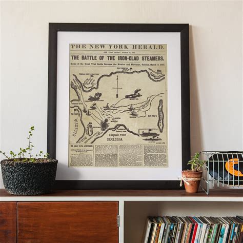 Monitor Vs Merrimac Civil War Map Print / 1862 New York Herald - Etsy