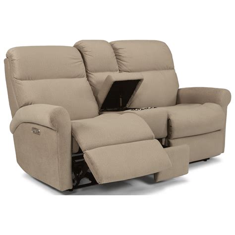 Flexsteel Davis Casual Reclining Loveseat with Cupholder Storage Console | Howell Furniture ...