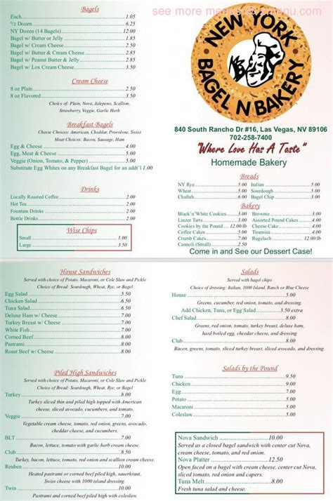 Online Menu of New York Bagel N Bakery Restaurant, Las Vegas, Nevada, 89106 - Zmenu