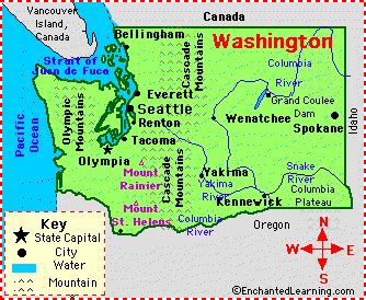 Washington: Facts, Map and State Symbols - EnchantedLearning.com