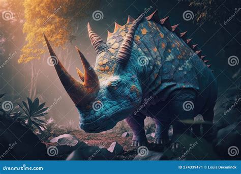 Xenoceratops Dinosaur Colored Cartoon Illustration | CartoonDealer.com #244323828