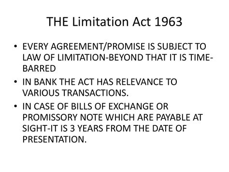 Limitation Act - Banking - Lecture Slides - Docsity