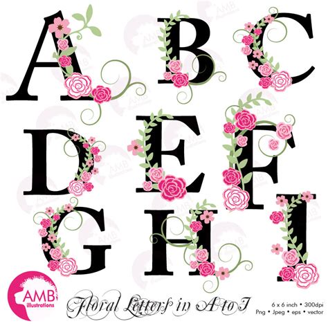 Scrapbooking Papercraft Alphabet Clipart Floral Alphabet Clip art ...