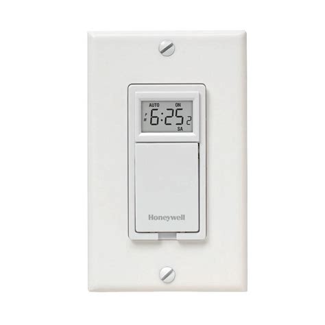 Honeywell 120-Volt 7-Day In-Wall Single Pole Digital Timer Toggle Switch for Lights-RPLS530A1038 ...