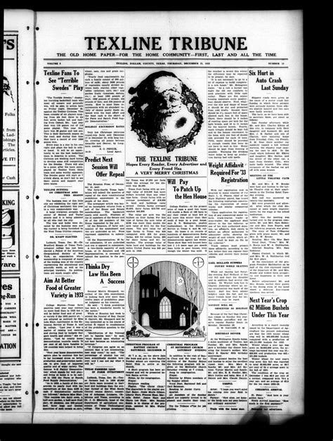 Texline Tribune (Texline, Tex.), Vol. 2, No. 15, Ed. 1 Thursday, December 22, 1932 - The Portal ...