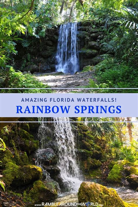 a waterfall with the words amazing florida waterfalls rainbow springs ...