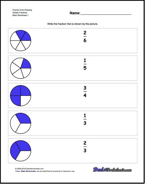 Worksheets for Drawing Fractions These exercises create familiarity ...