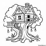Charming Treehouse Coloring Page  Coloring Pagescom sketch template