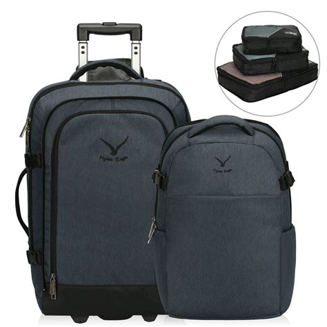 Hynes Eagle - Hynes Eagle 2-in-1 Unisex Rolling Carry on Travel Backpack with Wheels 22" Grey ...