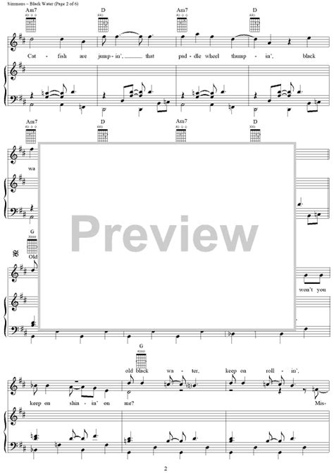 Black Water" Sheet Music by The Doobie Brothers for Piano/Vocal/Chords - Sheet Music Now