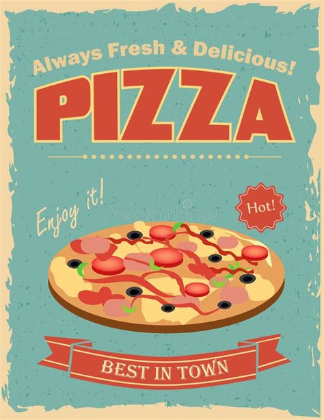 Vintage Pizza poster stock vector. Illustration of board - 59921518