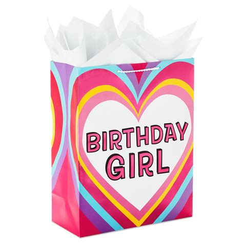 Hallmark 15" Extra Large Birthday Gift Bag with Tissue Paper ("Birthday Girl" Pink and Purple ...