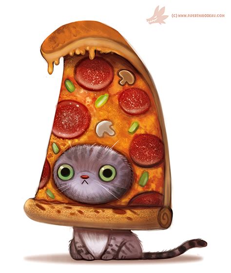 Daily Paint #1103. Pizza Cat | Pizza cat, Cute animal drawings, Daily painting