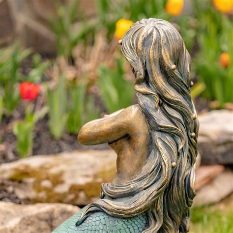 34" Tall Mermaid Sitting on Rock Garden Statue "Dezlynn" – Garden ...