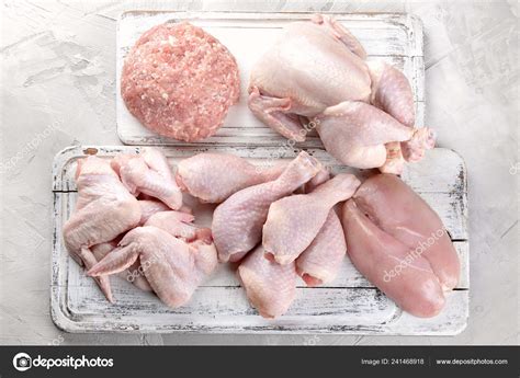 Different Types Raw Chicken Meat Healthy Diet Eating Top View Stock ...