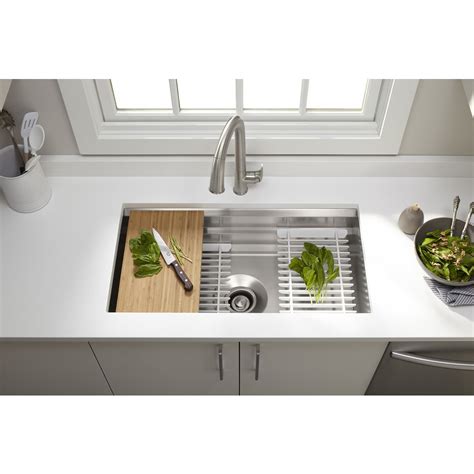 KOHLER Prolific 33-in x 17.75-in Stainless Steel Single-Basin Undermount Residential Kitchen ...