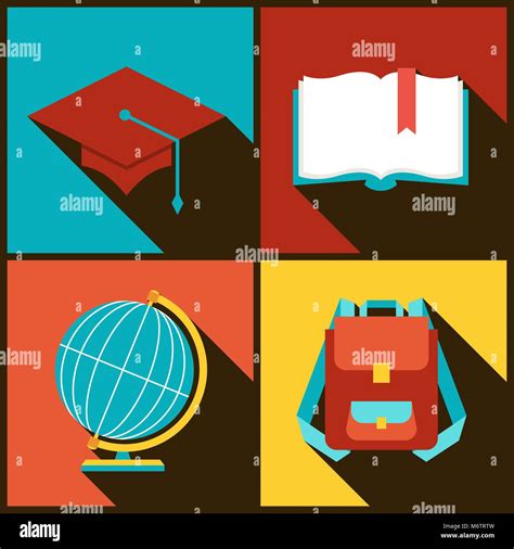 Background with education icons in flat design style Stock Vector Image & Art - Alamy