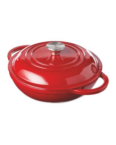 Red Cast Iron Shallow Casserole Dish - ALDI UK