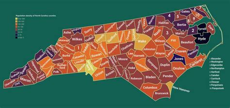 Population density of North Carolina counties (2018) | North carolina ...