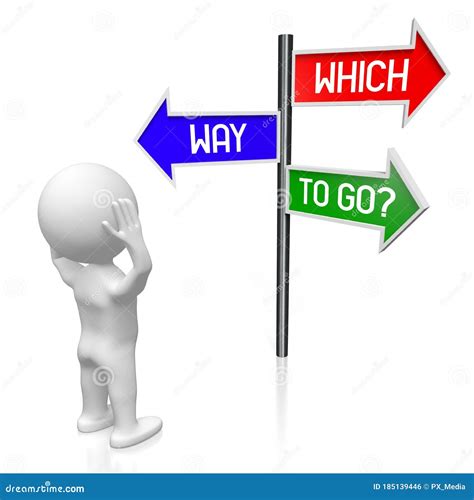 Which Way To Go? - Signpost with Three Arrows, Cartoon Character Stock Illustration ...