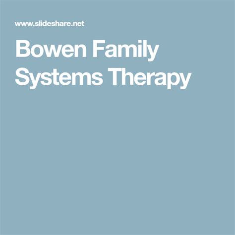 Bowen Family Systems Therapy | Family systems, Therapy, System