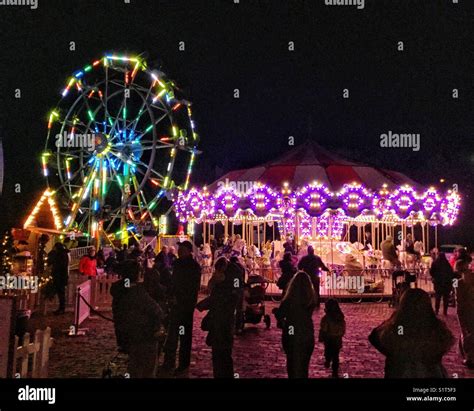 Bright lights at the midway, Toronto’s Christmas Market at The Distillery Stock Photo - Alamy