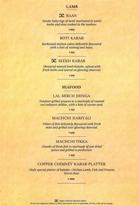 Menu of Copper Chimney, Gopalapuram, Chennai | Dineout