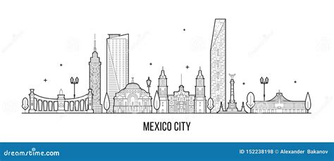 Mexico City Skyline Mexico Vector Linear Art Stock Vector ...