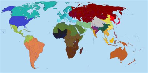 The world divided into regions with approximately the same population ...