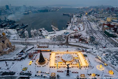 Snowy morning in the city of Vladivostok. January 2022 - Drone Photography