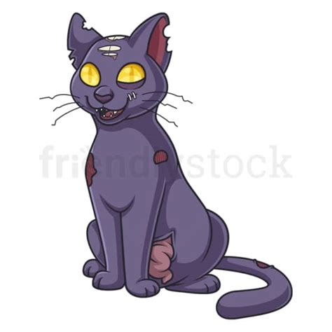 Cartoon Zombie Cat Vector Clip Art Illustration - FriendlyStock