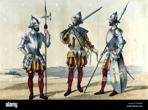 A color lithograph that depicts three different classes of 16th Stock ...