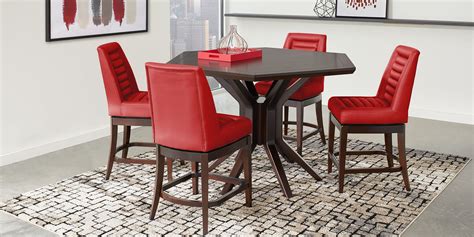 Clairmont Heights Merlot 4 Pc Hexagonal Counter Height Dining Room - Rooms To Go