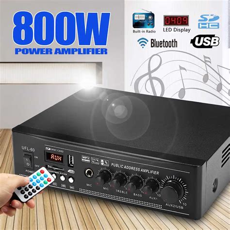 800W Mini HIFI Audio Stereo Power Amplifier bluetooth FM Radio USB SD ...