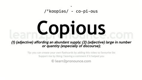 Pronunciation of Copious | Definition of Copious - YouTube