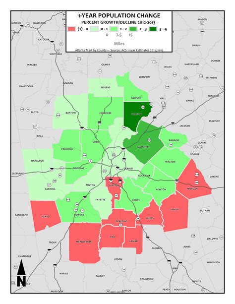 1-Year Population Change Percent, 2012-2013 – metro counties | Metro Atlanta Equity Atlas