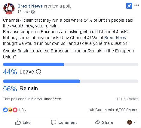 To run a Brexit poll on a Brexit page. : r/therewasanattempt