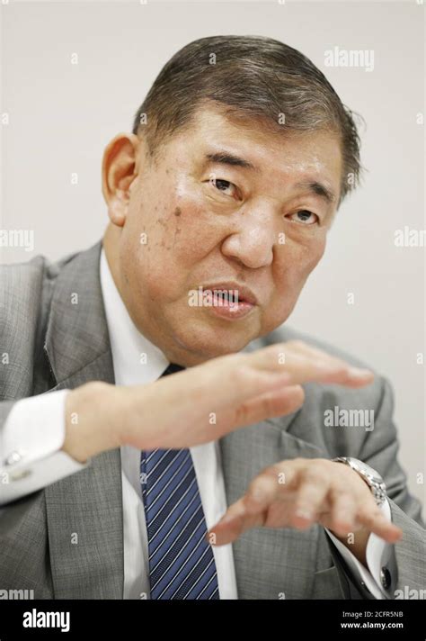 Former Japanese Defense Minister Shigeru Ishiba speaks during an ...