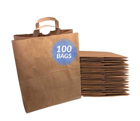 Reli. Paper Grocery Bags w/Handles (100 Pcs, Bulk)(12"x7"x14") Large ...