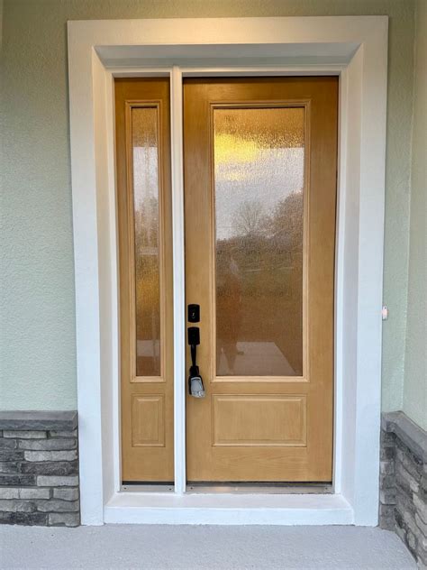 Thermatru fiberglass front door minwax gel stain honey maple Exterior ...