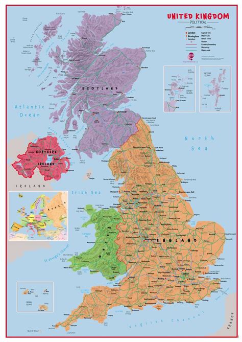 Primary UK Wall Map Political