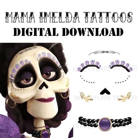 Mama Imelda Temporary Tattoo Designs From Coco Movie. Digital | Etsy