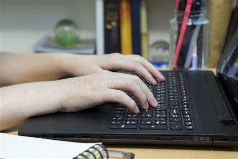 Hands on Black Keyboard, Close Up Stock Image - Image of busy, network: 149493135