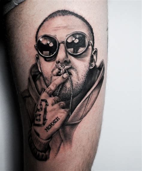 Mac Miller portrait black and grey tattoo Mac Miller Tattoos, Forearm Tattoos, Potrait, Black ...