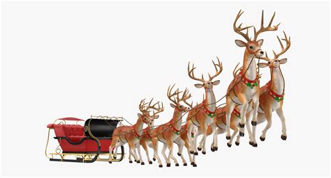 Sleigh reindeers flying 3D model - TurboSquid 1235420