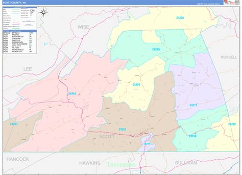 Scott County, VA Wall Map Color Cast Style by MarketMAPS - MapSales