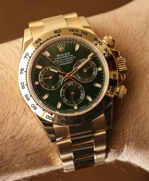 Rolex Cosmograph Daytona 116508 Green Dial 18k Yellow Gold Watch Hands ...