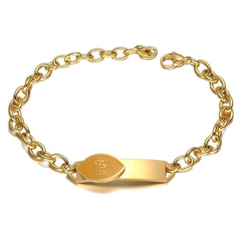 Medic Alert Bracelet Gold Stainless Steel Bracelets Valentines Day Rolo Chain Tag Medical Signs ...