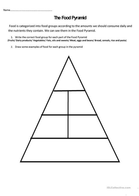 Food Pyramid Worksheet Free Printable