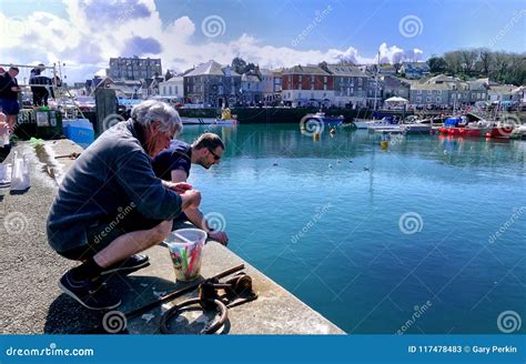 Padstow, Cornwall, April 11th 2018: Two Men Fishing or Crabbing Editorial Stock Photo - Image of ...